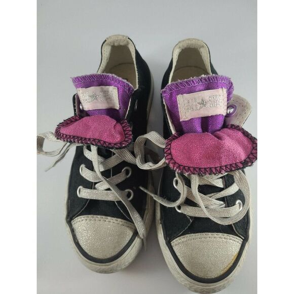 Converse All Star Purple Metallic Double Tongue 617675F Size 12 Youth Lace up - Picture 3 of 10